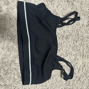 Gymshark Black Sports Bra with White Stripe